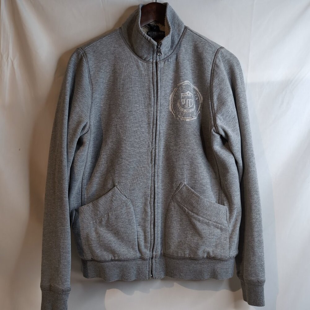 Polo Ralph Lauren Women's Light Grey Sweater Zip Up w/ Fur Lining, Size …